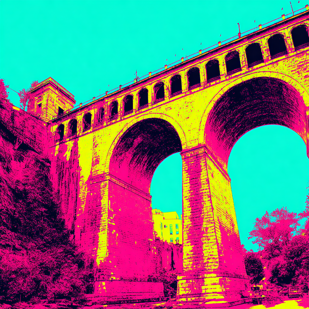 Neon Und Popfarben Brücke Mit Vibranten Farben Und Künstlerischem Filter | Neon und Popfarben | Farbenwelten