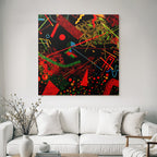 Neon Und Popfarben Bunt Abstraktes Design Mit Geometrischen Formen Auf Schwarzem Hintergrund