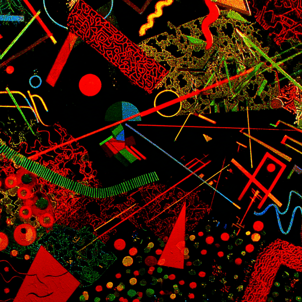 Neon Und Popfarben Bunt Abstraktes Design Mit Geometrischen Formen Auf Schwarzem Hintergrund | Neon und Popfarben | Farbenwelten