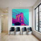 Neon Und Popfarben Künstlerische Darstellung Einer Brücke Surrealistische Äesthetik