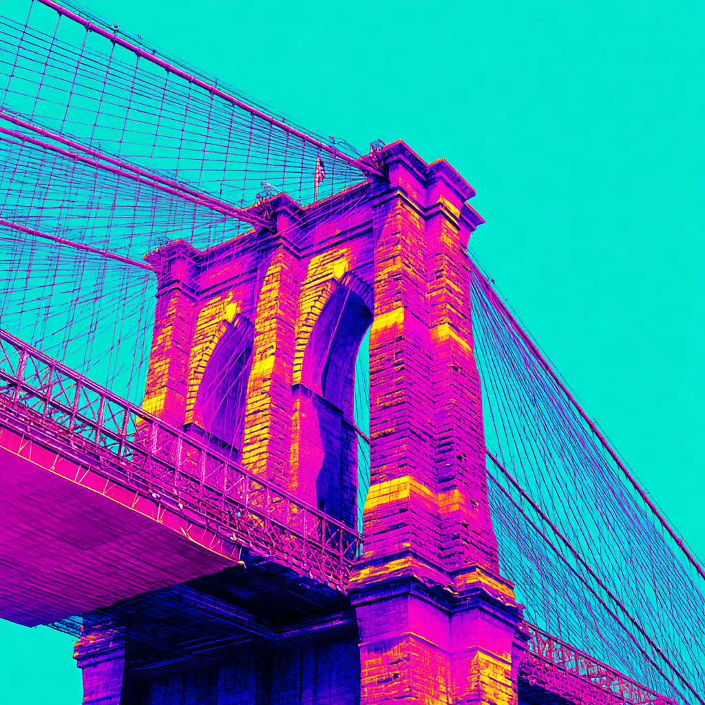 Neon Und Popfarben Künstlerische Darstellung Einer Brücke Surrealistische Äesthetik | Neon und Popfarben | Farbenwelten