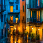 Neon Und Popfarben Stadtszenen Nacht Mediterrane Architektur Reflektionen Im Wasser | Neon und Popfarben | Farbenwelten