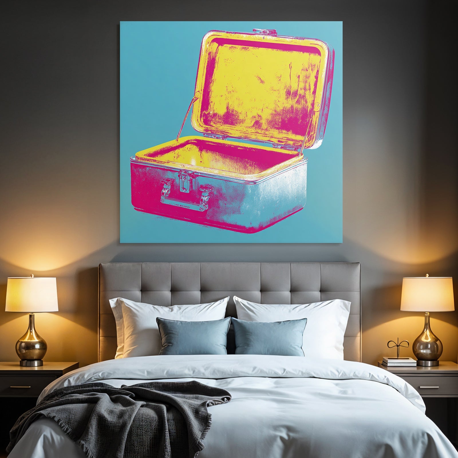 Neon Und Popfarben Stylisierte Metall Lunchbox Offen Vibrante Farben Pop Art Ästhetik