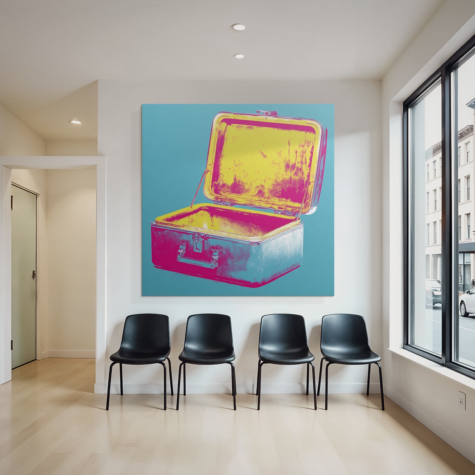 Neon Und Popfarben Stylisierte Metall Lunchbox Offen Vibrante Farben Pop Art Ästhetik