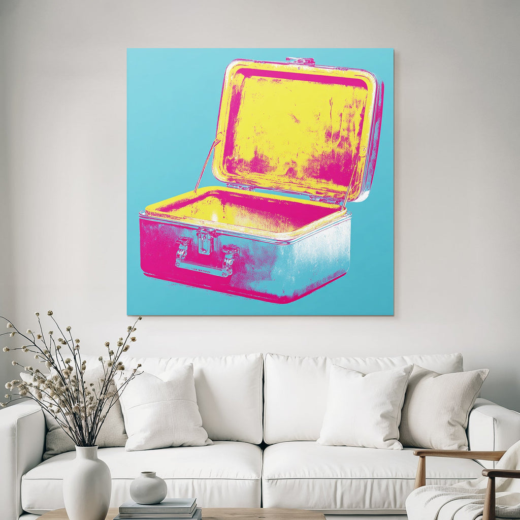 Neon Und Popfarben Stylisierte Metall Lunchbox Offen Vibrante Farben Pop Art Ästhetik