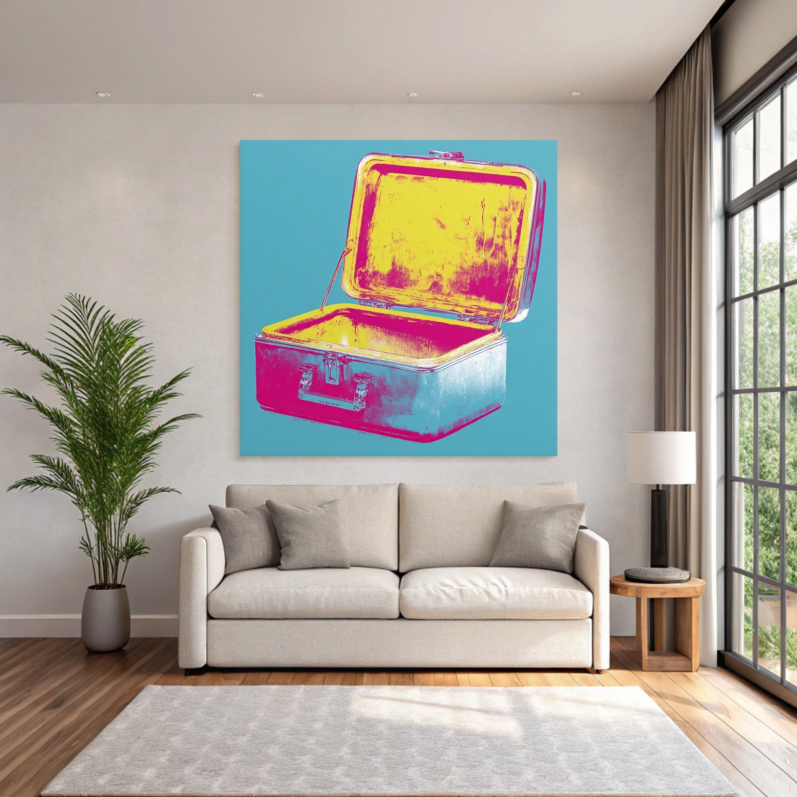 Neon Und Popfarben Stylisierte Metall Lunchbox Offen Vibrante Farben Pop Art Ästhetik