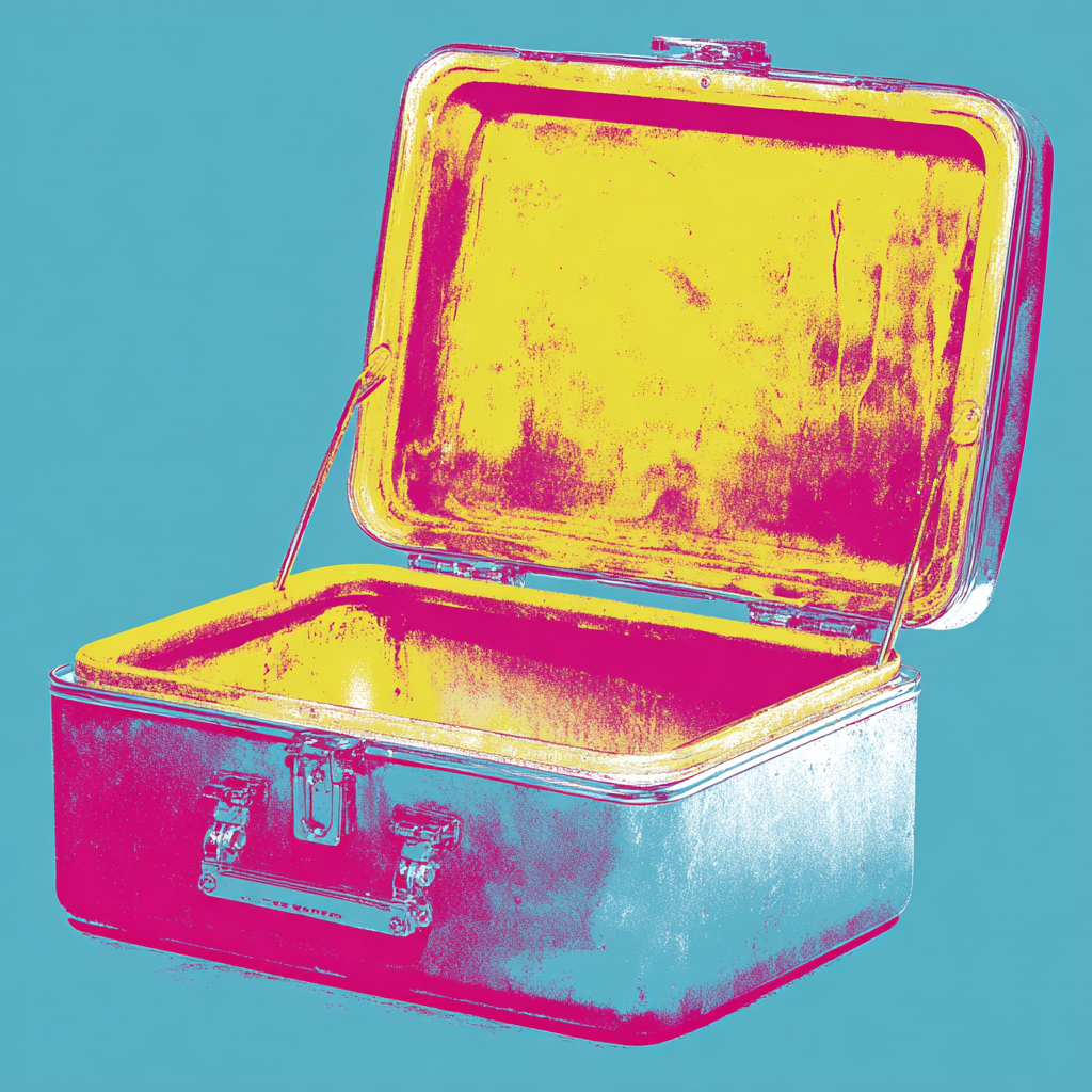 Neon Und Popfarben Stylisierte Metall Lunchbox Offen Vibrante Farben Pop Art Ästhetik | Neon und Popfarben | Farbenwelten