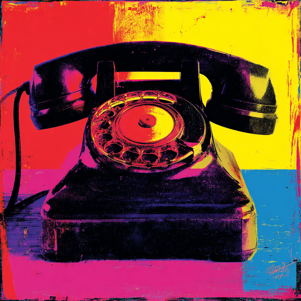 Neon Und Popfarben Vintage Rotary Telefon Multifarbiger Hintergrund Kunst Pop Art | Neon und Popfarben | Farbenwelten