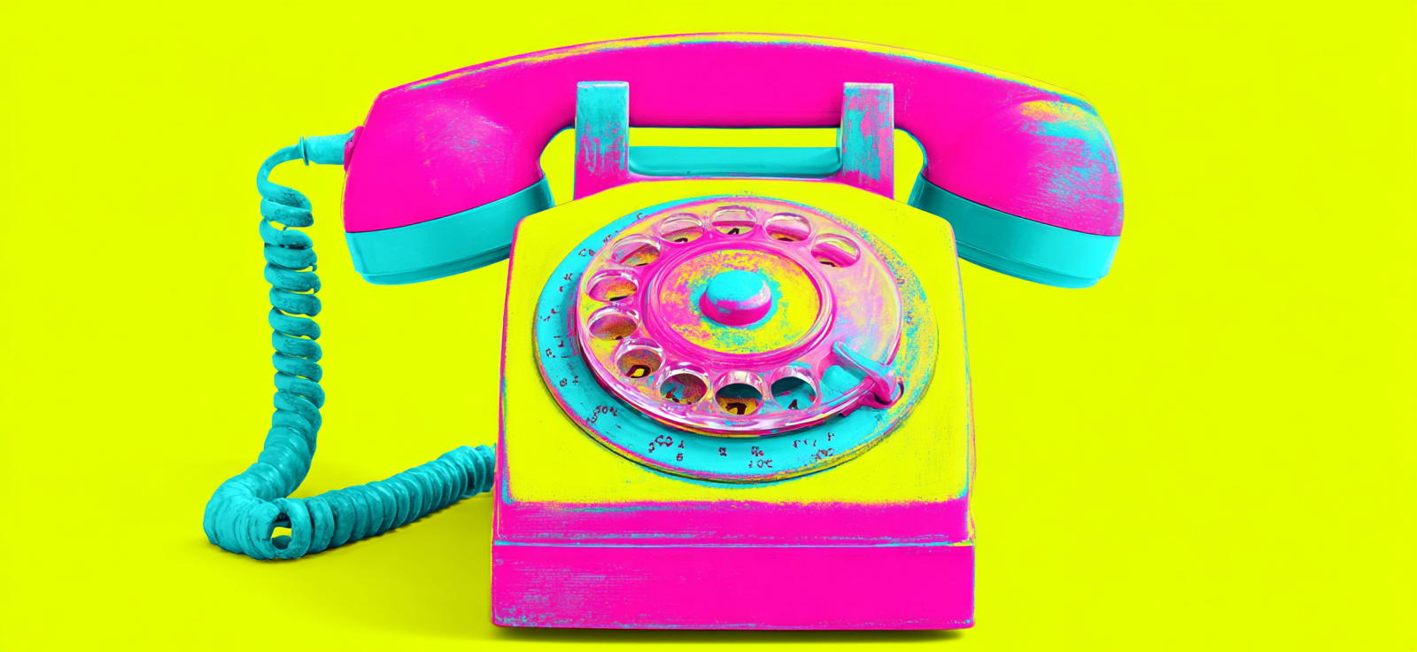 Neon Und Popfarben Bunte Retro Dreh Telfon Mit Rosa Tuquoise Auf Gelbem Hintergrund | Neon und Popfarben | Farbenwelten