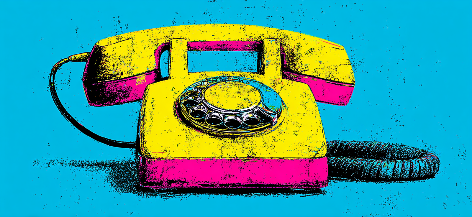 Neon Und Popfarben Bunter Rotary Telefon Gelb Und Pink Mit Blaüm Hintergrund | Neon und Popfarben | Farbenwelten