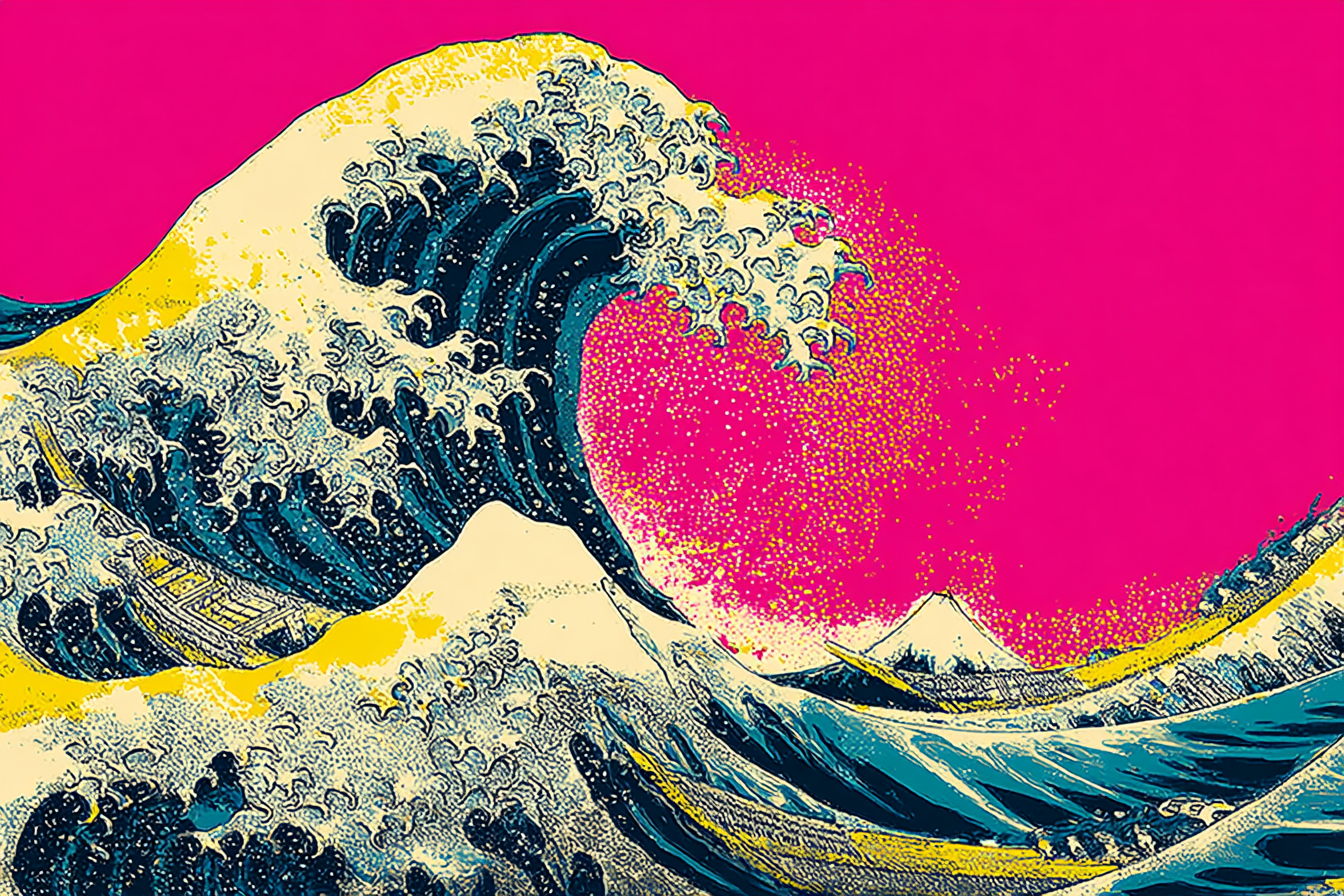 Neon Und Popfarben Die Grosse Welle Von Kanagawa Modern Interpretation | Neon und Popfarben | Farbenwelten