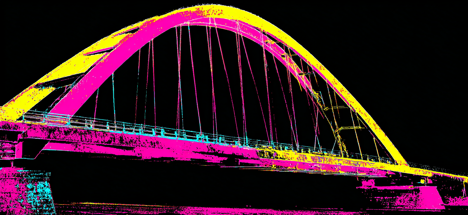 Neon Und Popfarben Stylisierte Brücke Vibrante Farben High Contrast Abstrakt | Neon und Popfarben | Farbenwelten