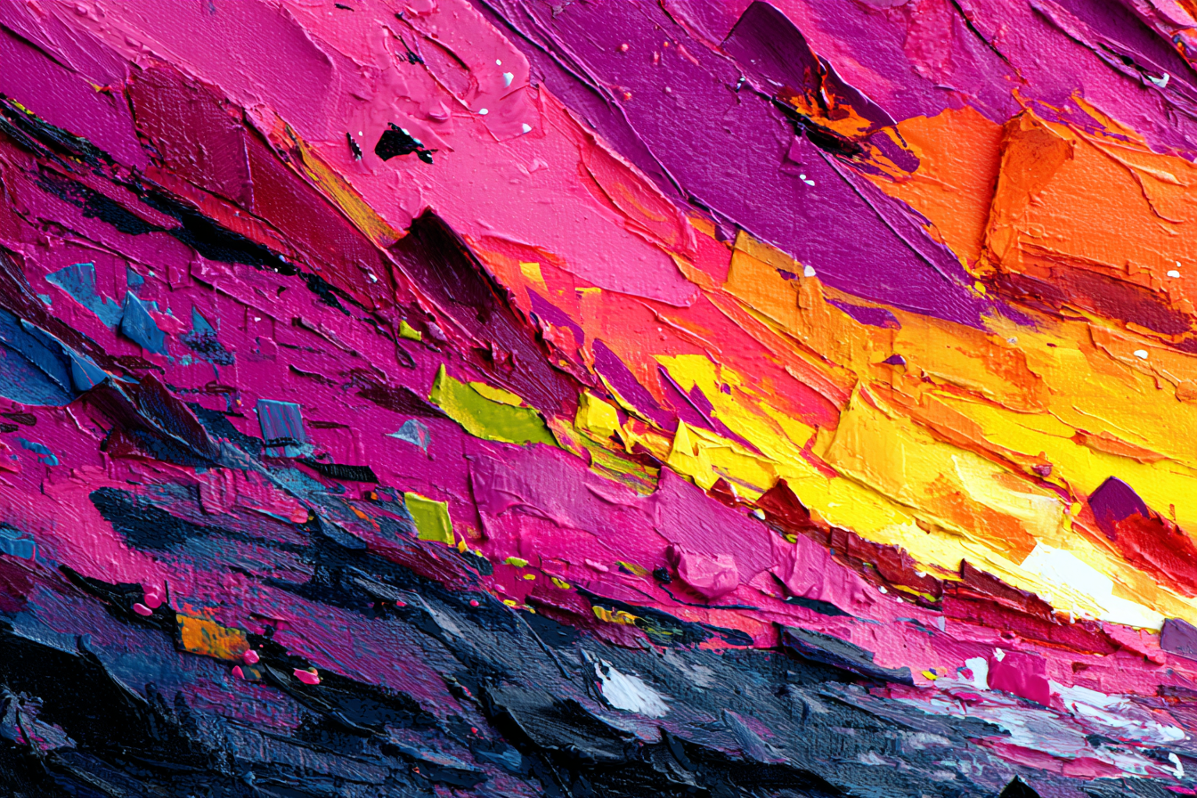 Neon Und Popfarben Vibrante Abstracte Malerei Mit Rosa Gelb Und Blau | Neon und Popfarben | Farbenwelten