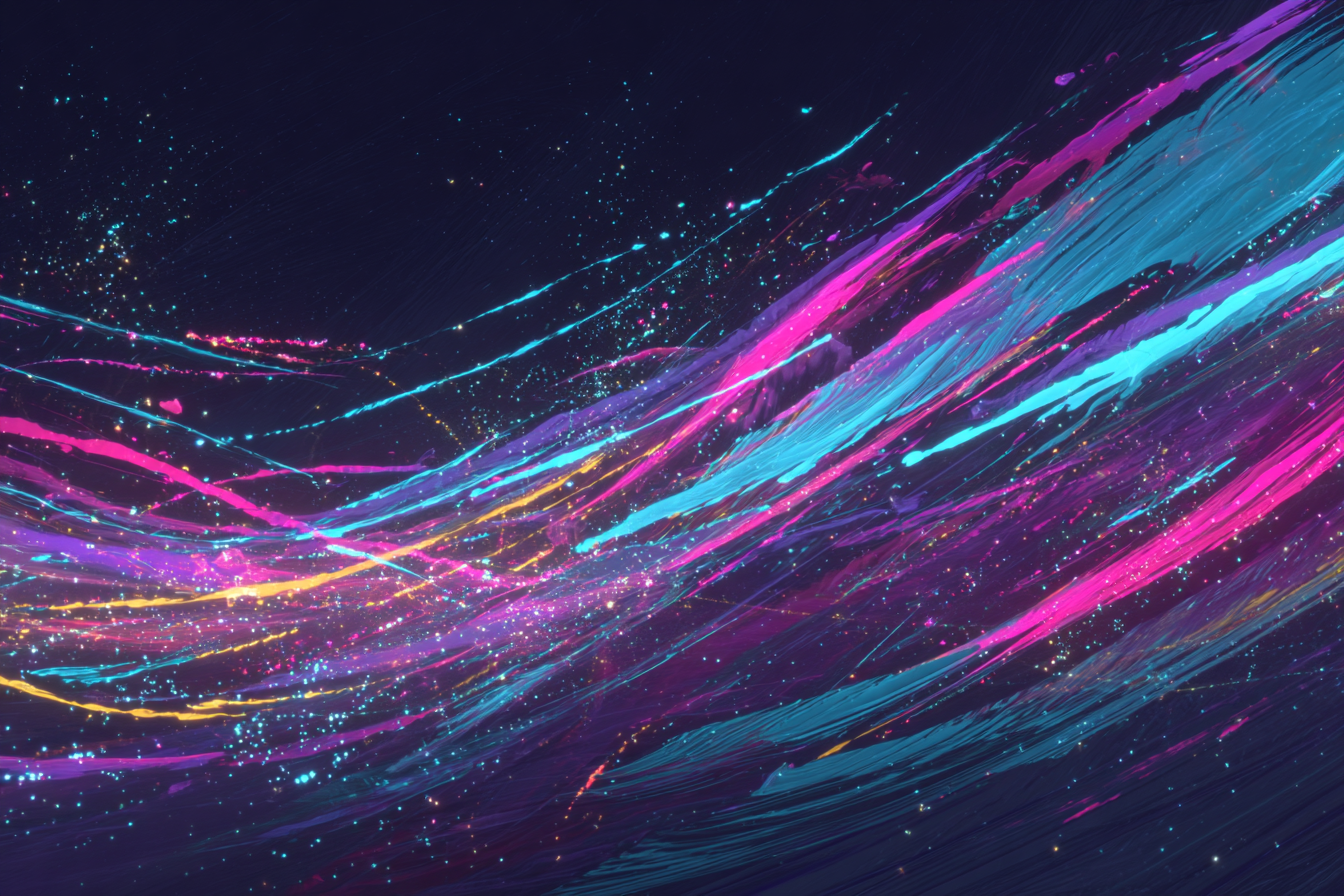 Neon Und Popfarben Vibrante Fliessende Linien Gegen Dunklem Hintergrund | Neon und Popfarben | Farbenwelten
