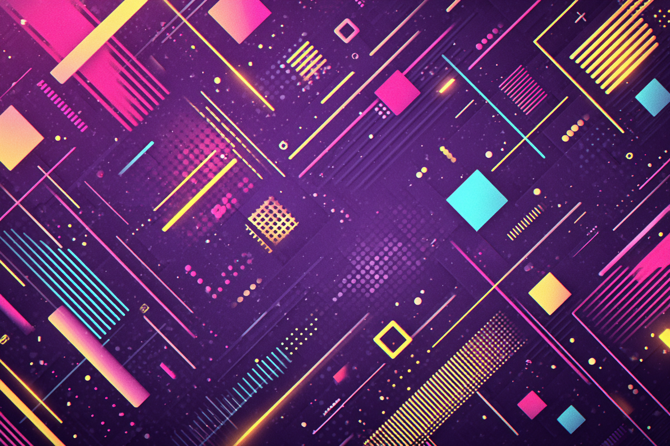 Neon Und Popfarben Vibrantes Abstraktes Design Mit Geometrischen Formen Und Linien | Neon und Popfarben | Farbenwelten