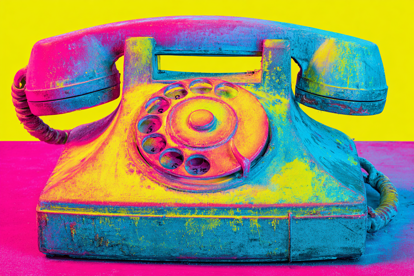 Neon Und Popfarben Vintage Rotary Phone Mit Bunten Farben Vor Hintergrund In Gelb Und Rosa | Neon und Popfarben | Farbenwelten
