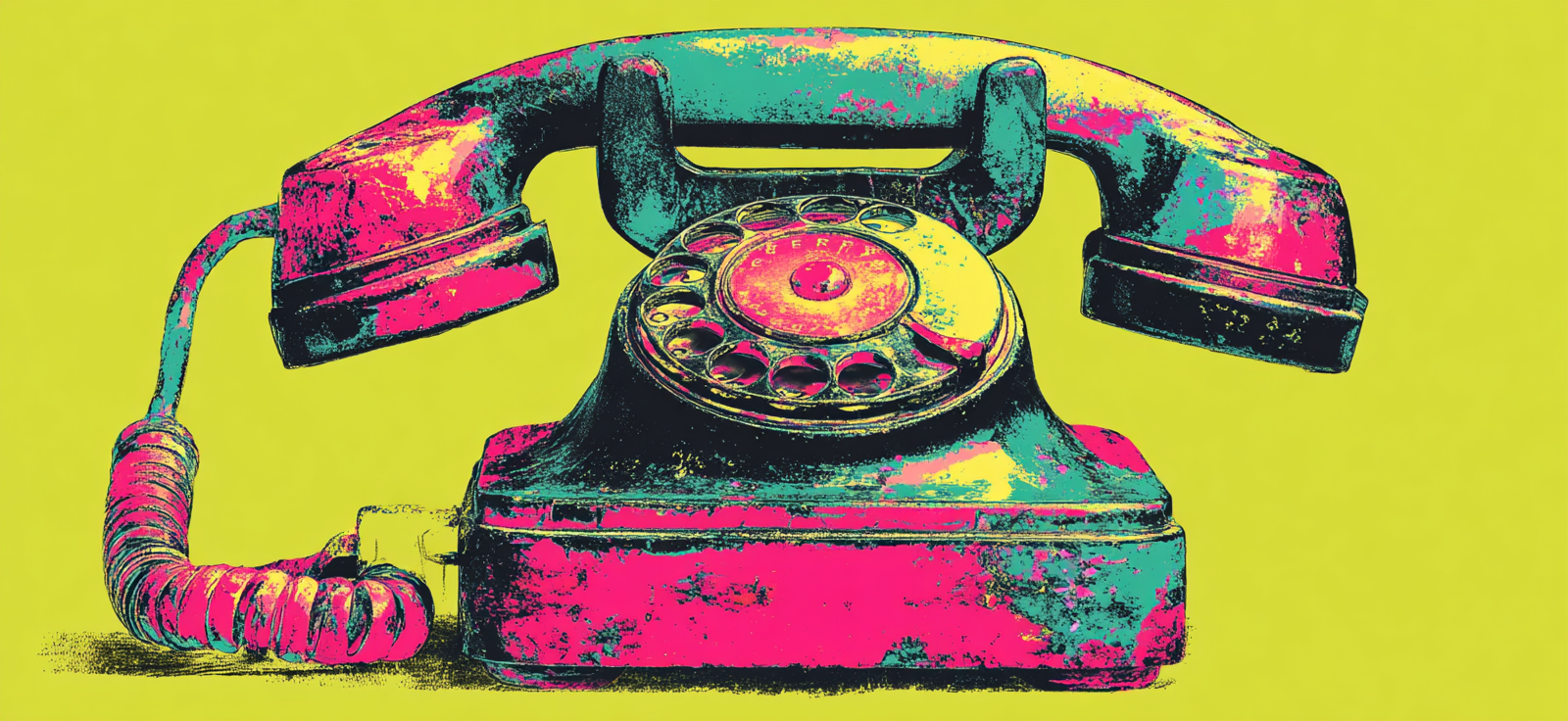Neon Und Popfarben Vintage Rotary Phone Pop Art Stil Gelbe Hintergrund | Neon und Popfarben | Farbenwelten