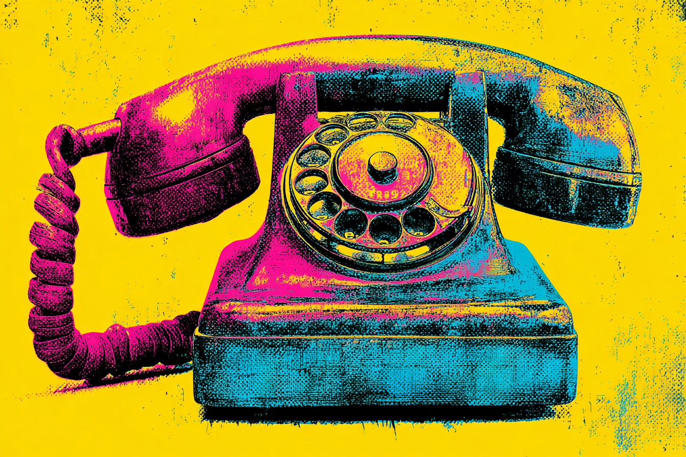 Neon Und Popfarben Vintage Rotary Telefon Bunte Farben Pop Art Stil Auf Gelbem Hintergrund | Neon und Popfarben | Farbenwelten