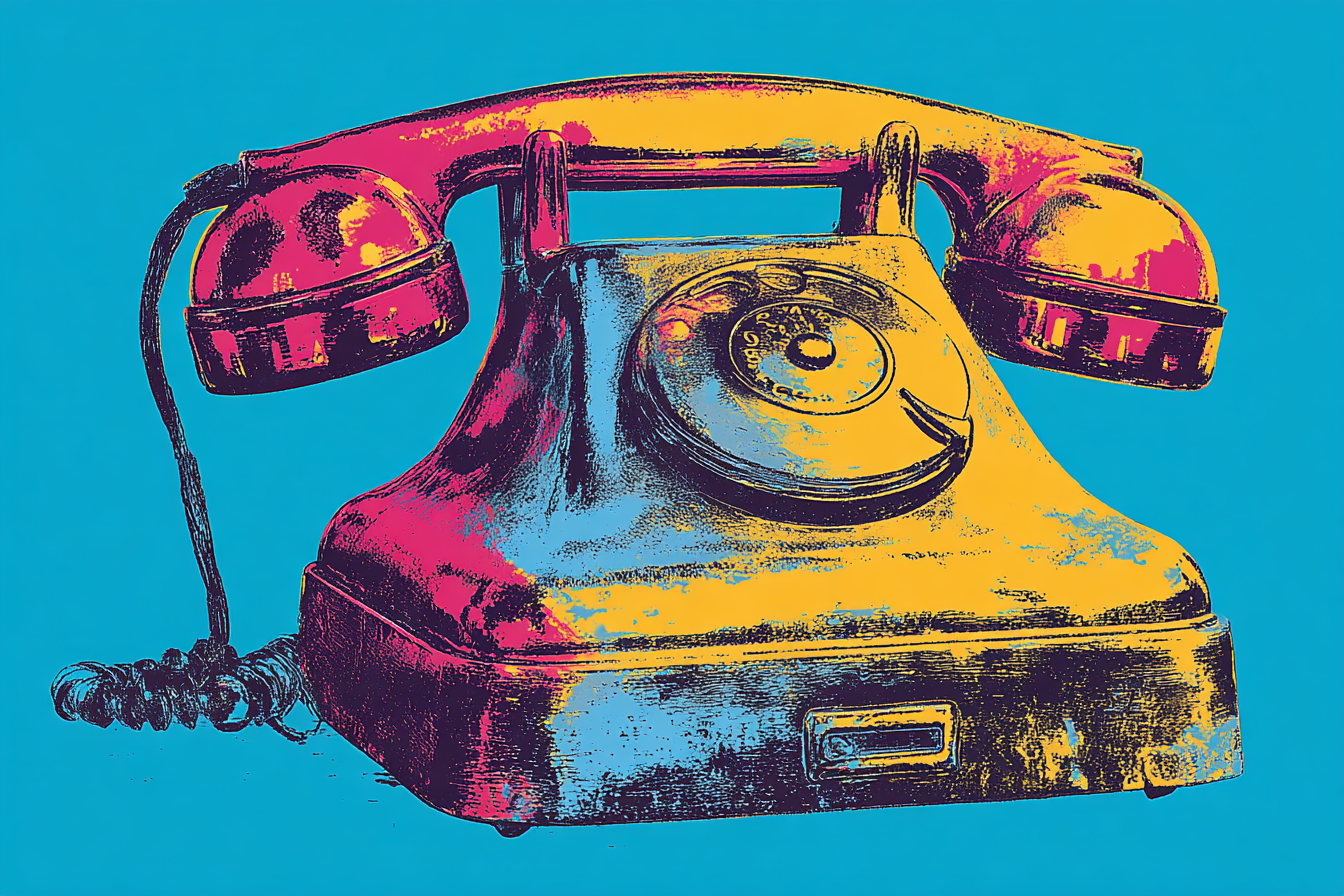 Neon Und Popfarben Vintage Rotary Telefon Popup Art Stil Farbenfroh Blaür Hintergrund | Neon und Popfarben | Farbenwelten