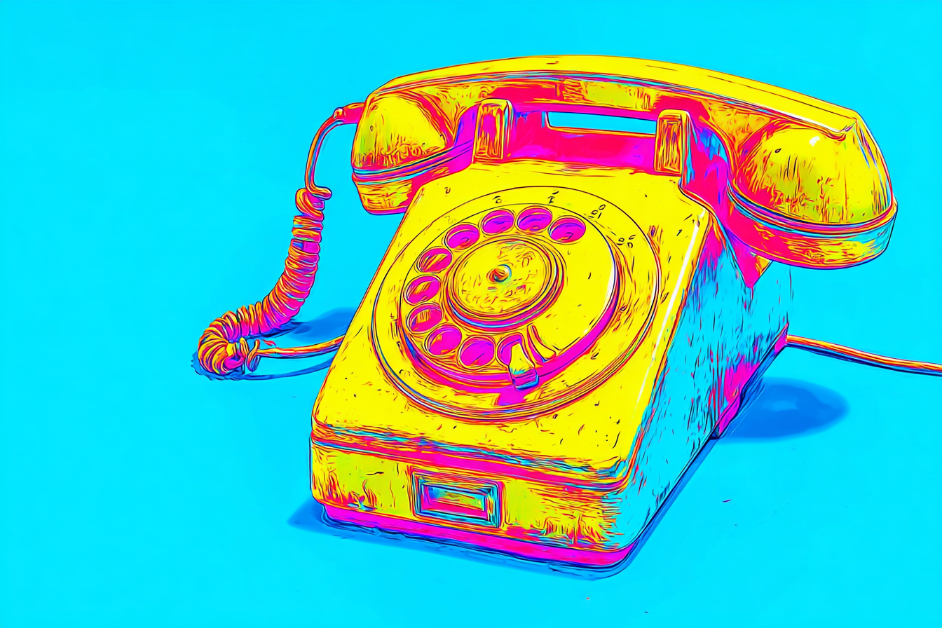 Neon Und Popfarben Vintage Rotary Telephone Artistic Design Bright Blü Background | Neon und Popfarben | Farbenwelten