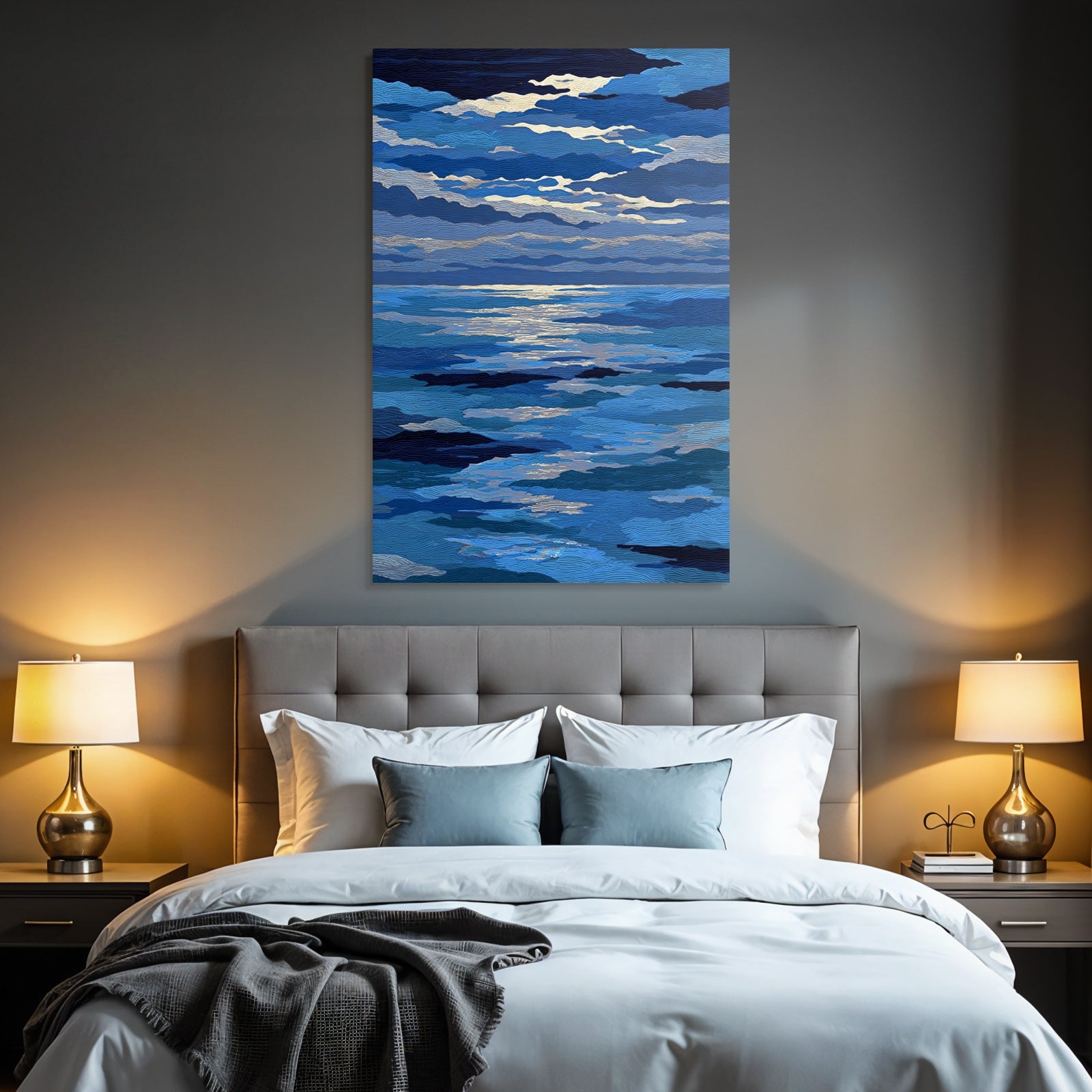 Blau Abenddämmerung Am Meer Und Himmel Absstrakt Mit Blau Und Grau