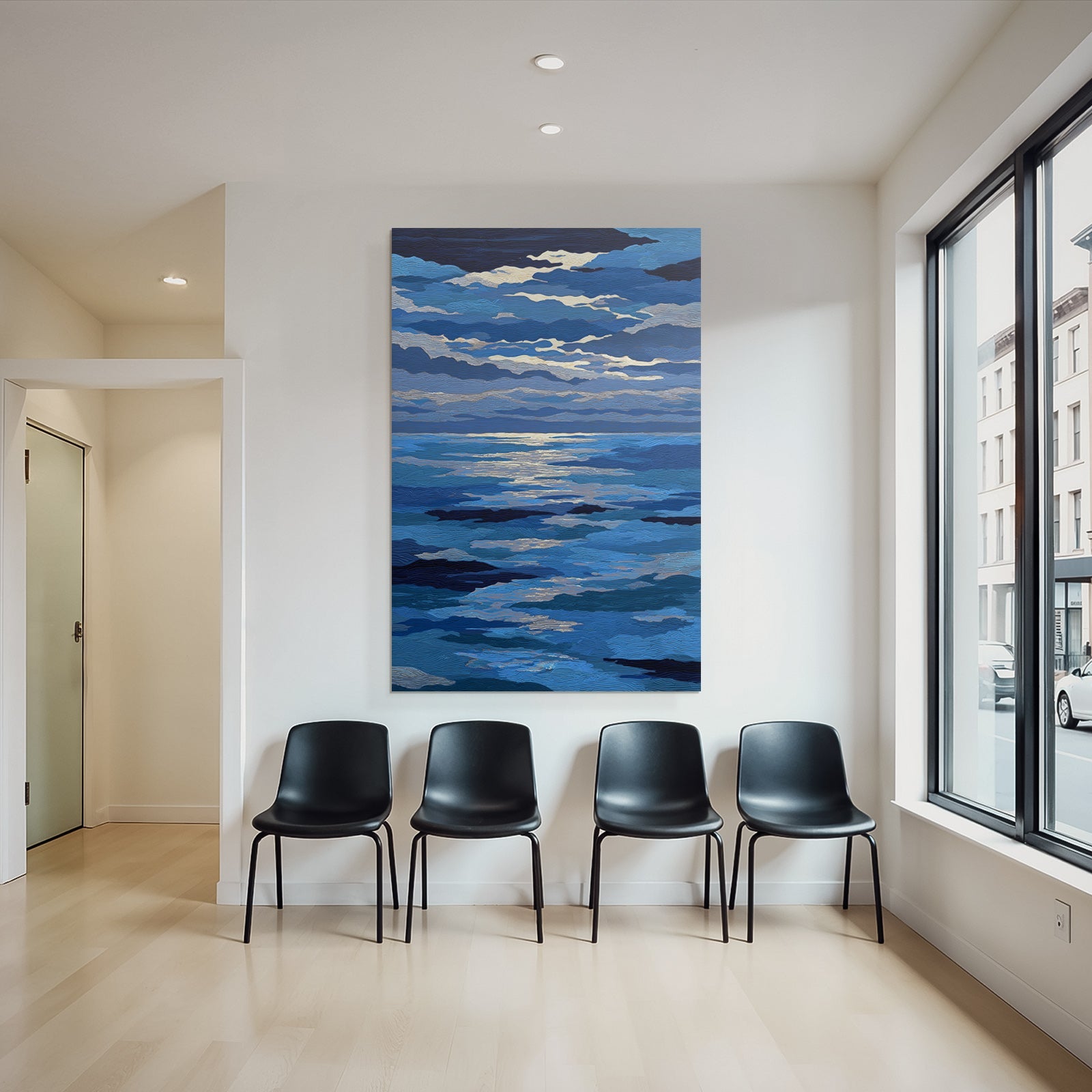 Blau Abenddämmerung Am Meer Und Himmel Absstrakt Mit Blau Und Grau