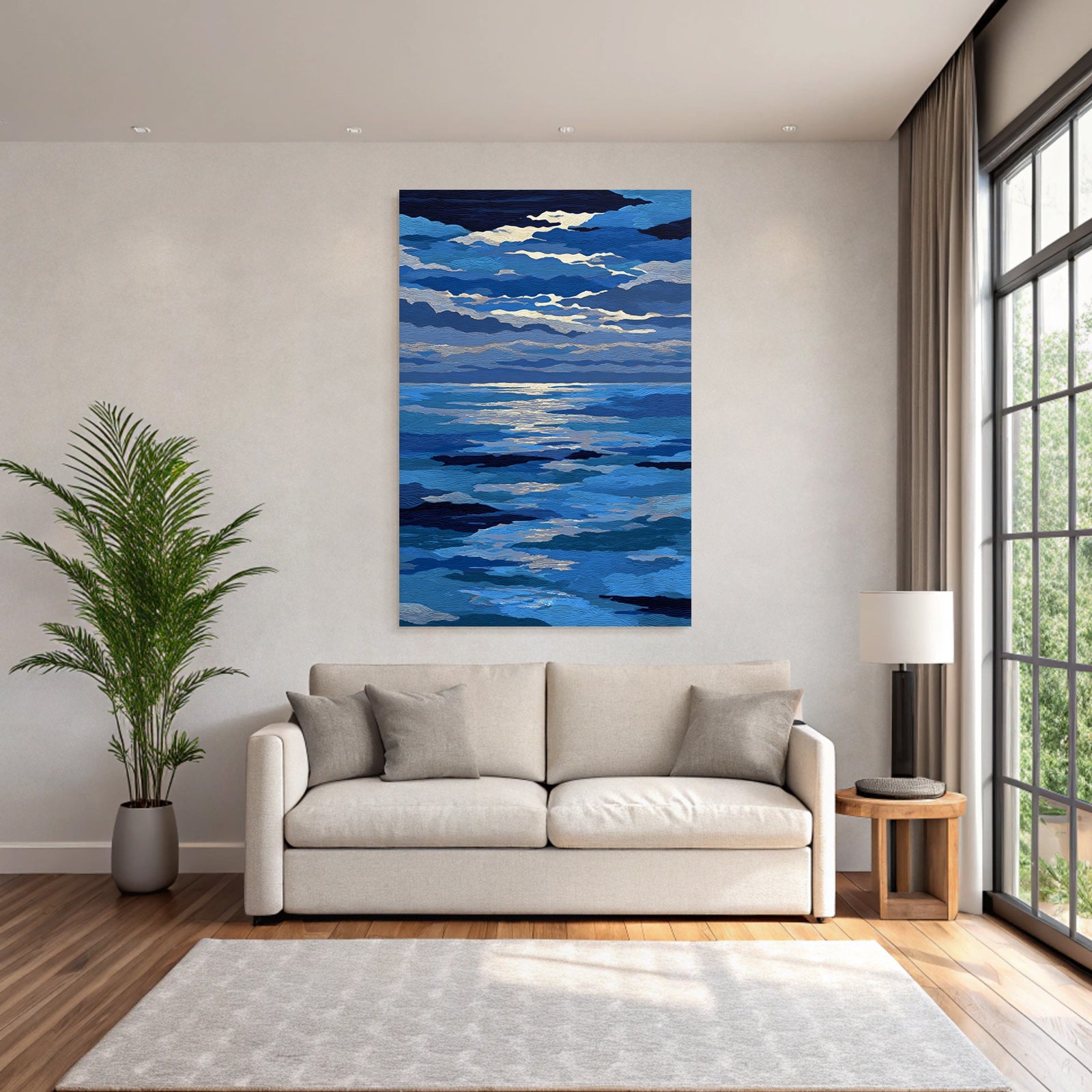 Blau Abenddämmerung Am Meer Und Himmel Absstrakt Mit Blau Und Grau