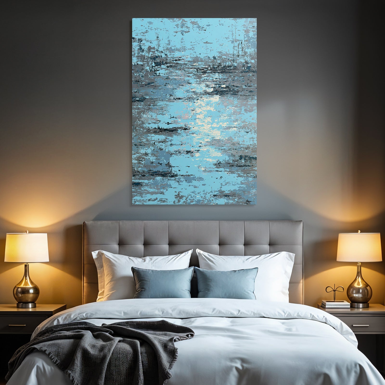 Blau Abstrakte Kunst Blautöne Grau Reflektierende Texturen