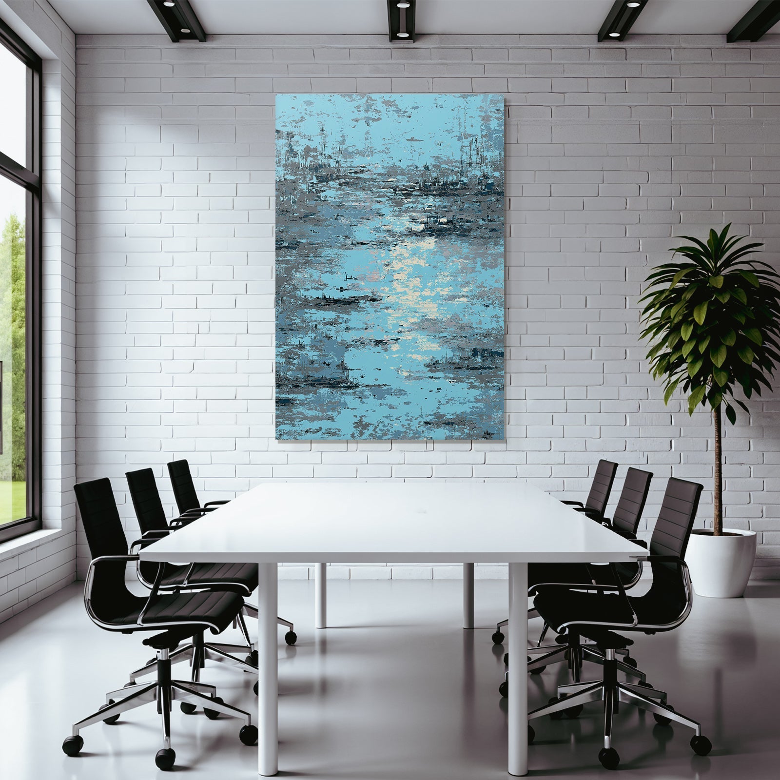 Blau Abstrakte Kunst Blautöne Grau Reflektierende Texturen
