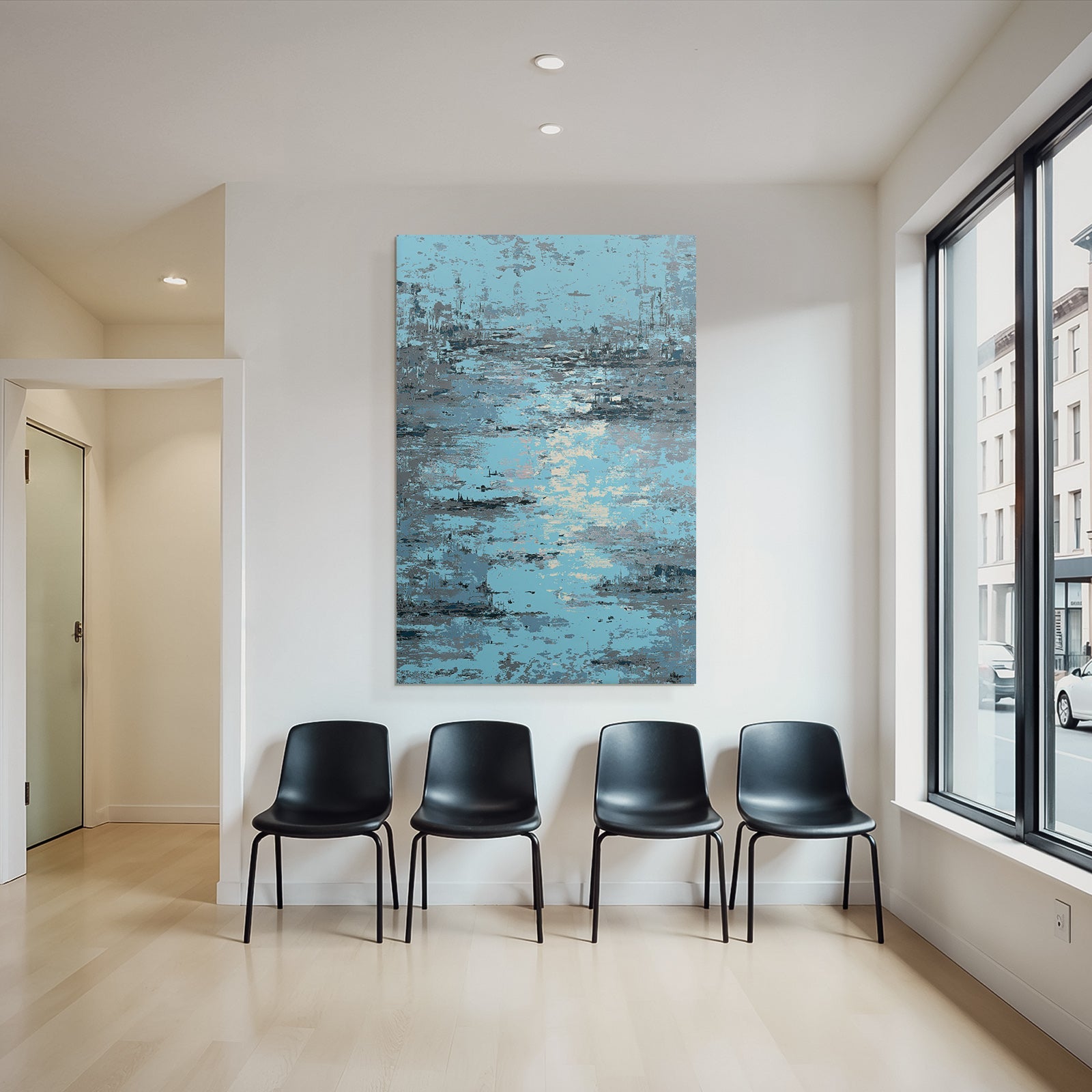 Blau Abstrakte Kunst Blautöne Grau Reflektierende Texturen