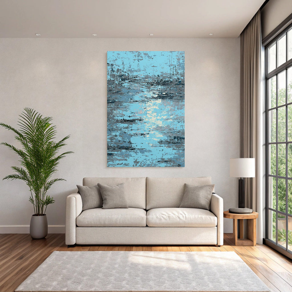 Blau Abstrakte Kunst Blautöne Grau Reflektierende Texturen