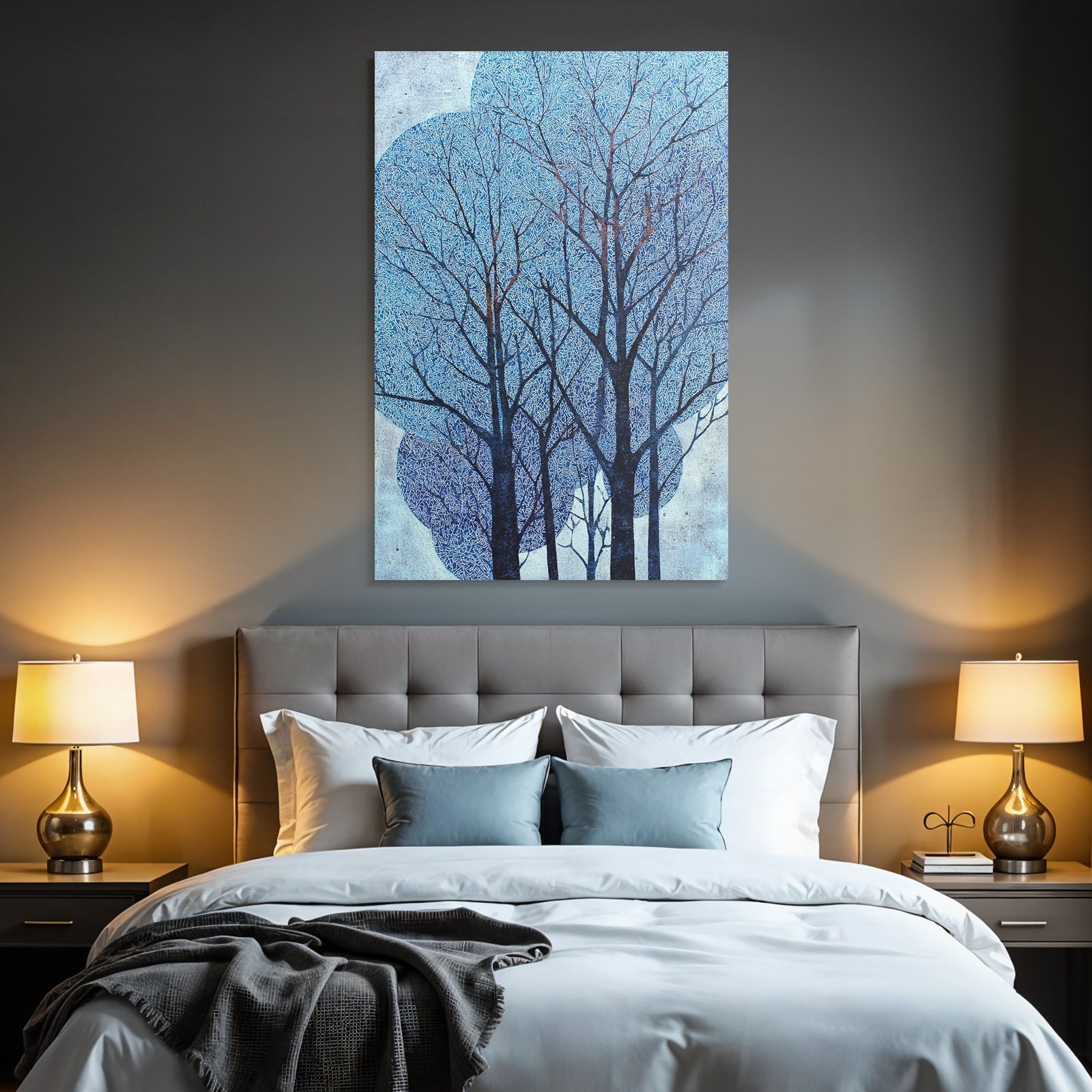 Blau Baumkunst Abstrakte Muster Blaü Farbe
