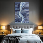 Blau Blau Grau Wellig Marmoriert Textilmuster