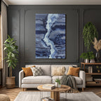 Blau Blau Grau Wellig Marmoriert Textilmuster