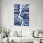 Blau Blau Grau Wellig Marmoriert Textilmuster