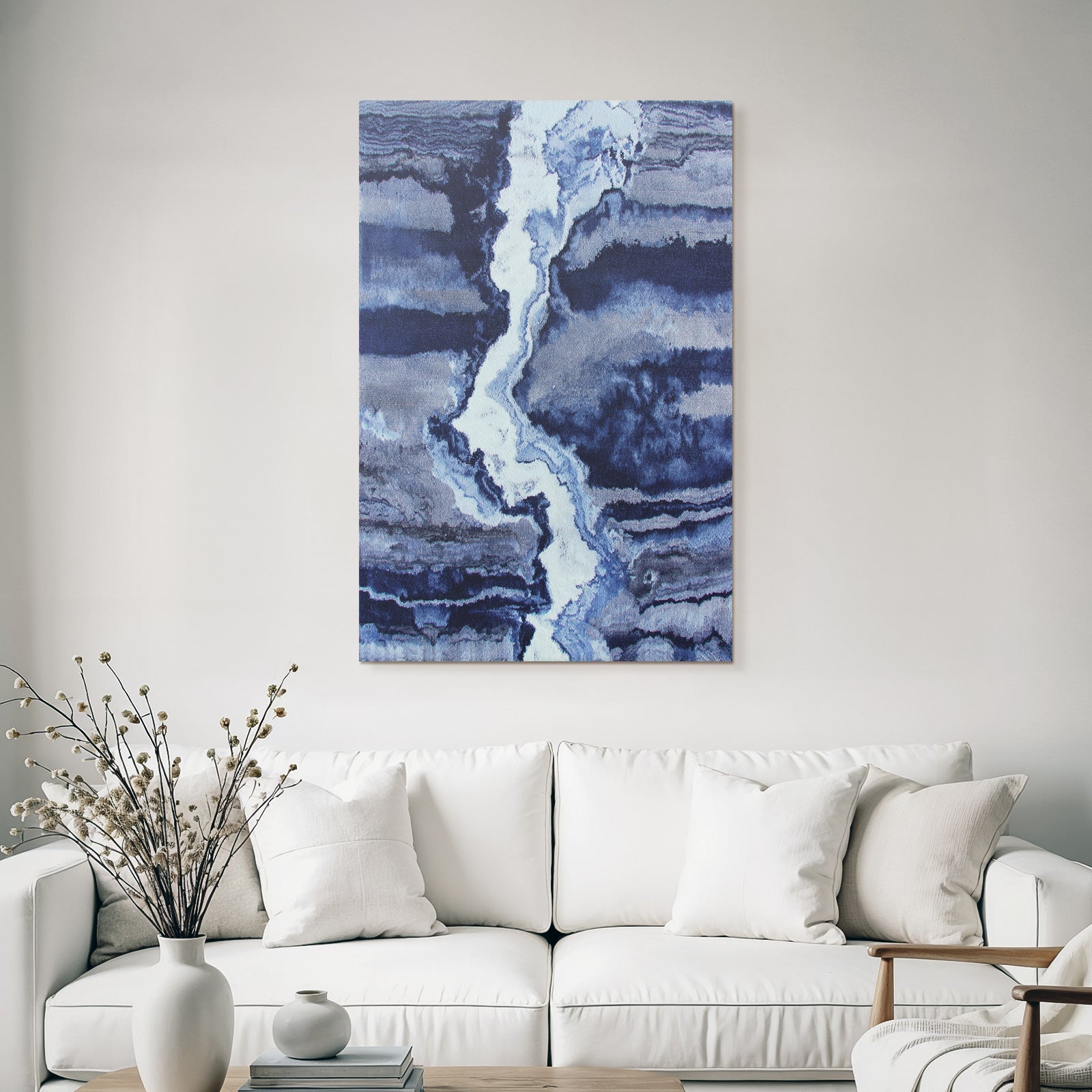 Blau Blau Grau Wellig Marmoriert Textilmuster