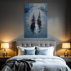 Blue Maritime Scene With Ships On Water In Blue And Gray Tones