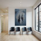 Blue Maritime Scene With Ships On Water In Blue And Gray Tones