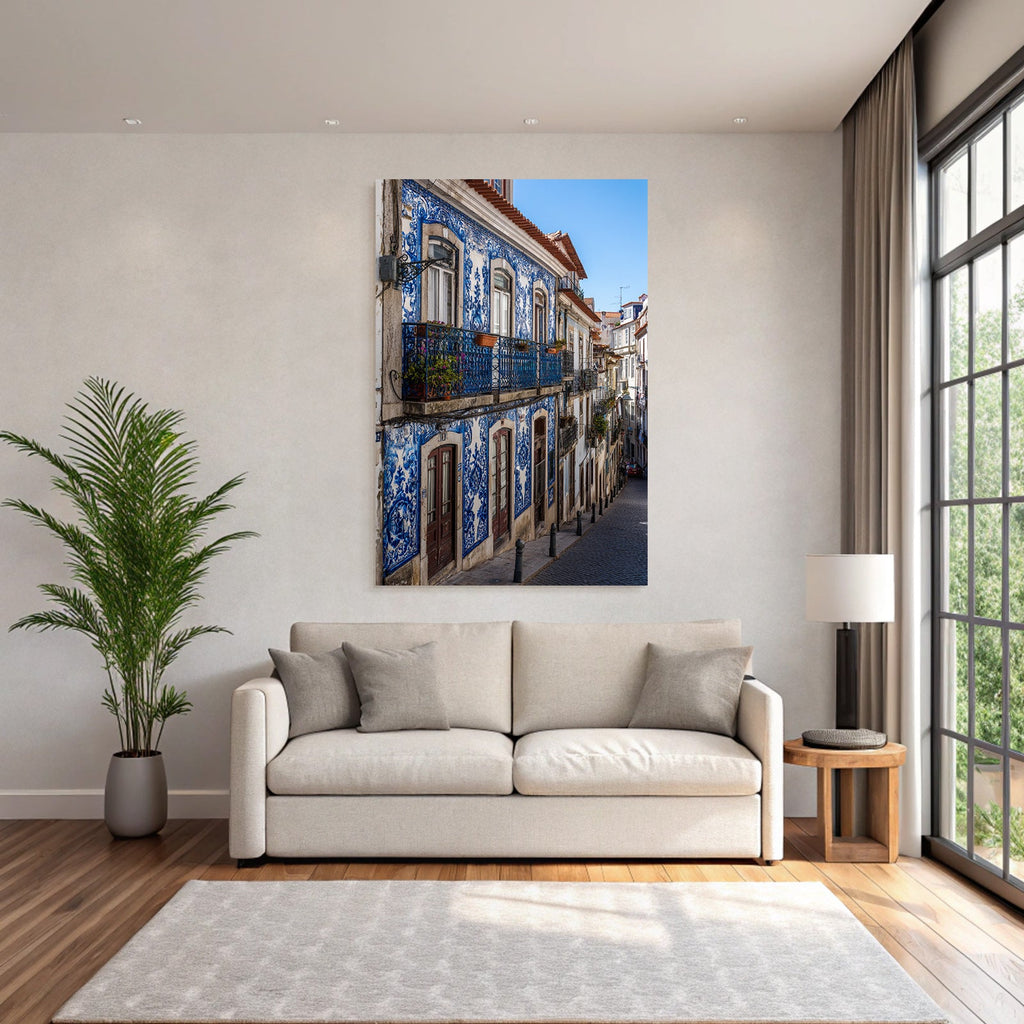 Blau Narrow Street With Azulejos In Portugüse Architecture