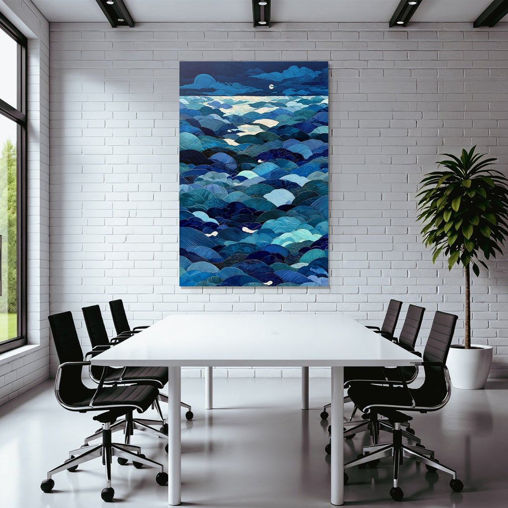 Blau Ocean In Nacht Unter Dem Mondlicht Abstrakte Darstellung