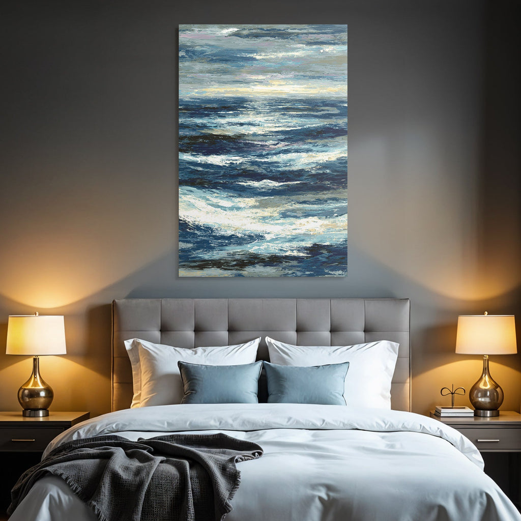 Blau Ocean Wellen Himmel Abstrakt Kunst Beruhigendes Meer Szenario