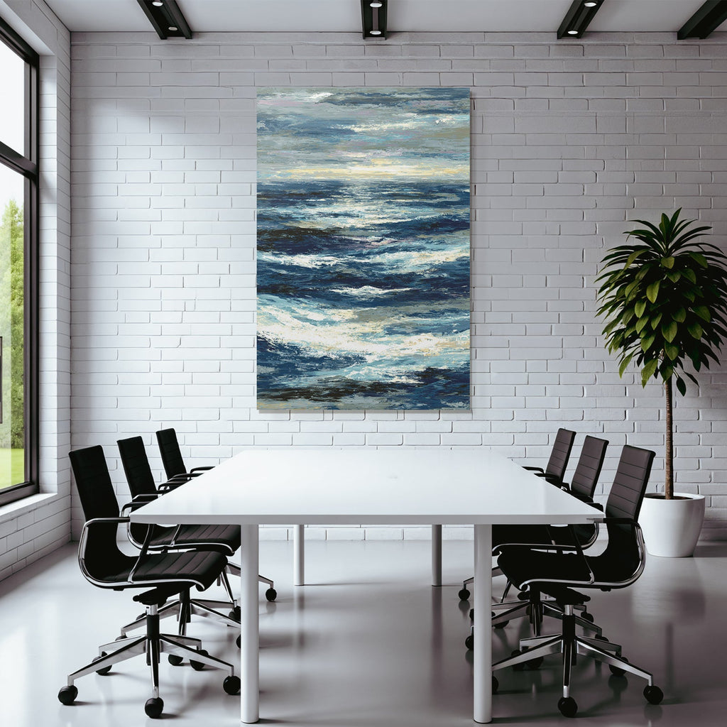 Blau Ocean Wellen Himmel Abstrakt Kunst Beruhigendes Meer Szenario