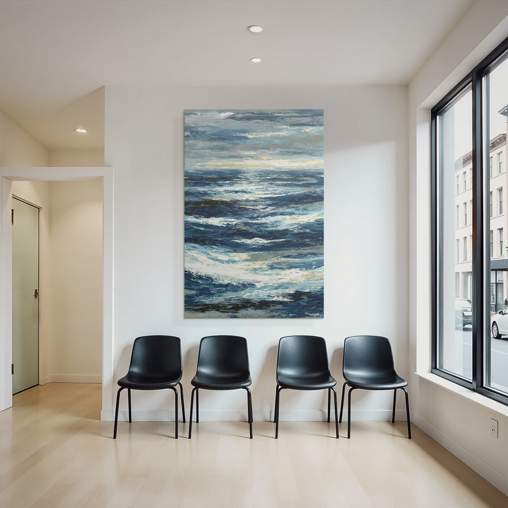 Blau Ocean Wellen Himmel Abstrakt Kunst Beruhigendes Meer Szenario