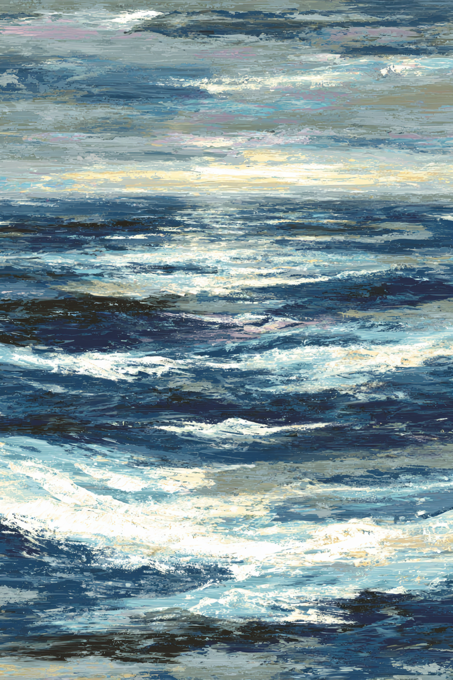 Blau Ocean Wellen Himmel Abstrakt Kunst Beruhigendes Meer Szenario | Petrol Maritim Delfter Blau | Farbenwelten