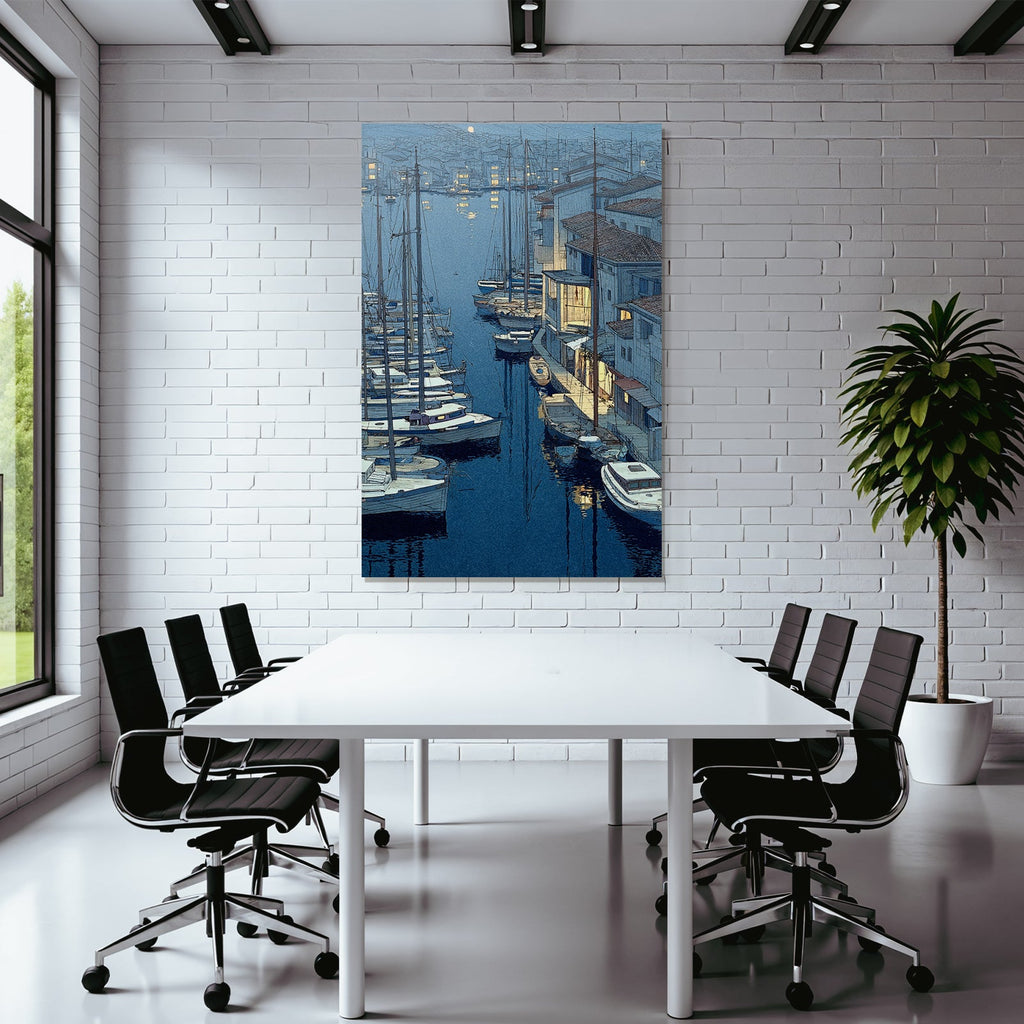 Blau Ruhiger Hafen Szenen Bei Dämmerung Mit Segelyachten