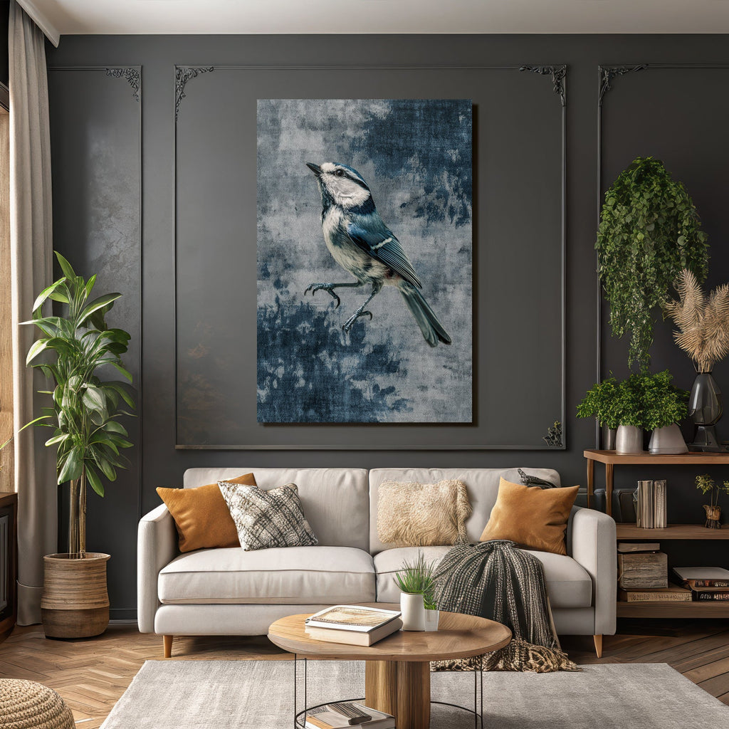 Blau Vogel Detailaufnahme Blaü Hintergrund Sangvogel