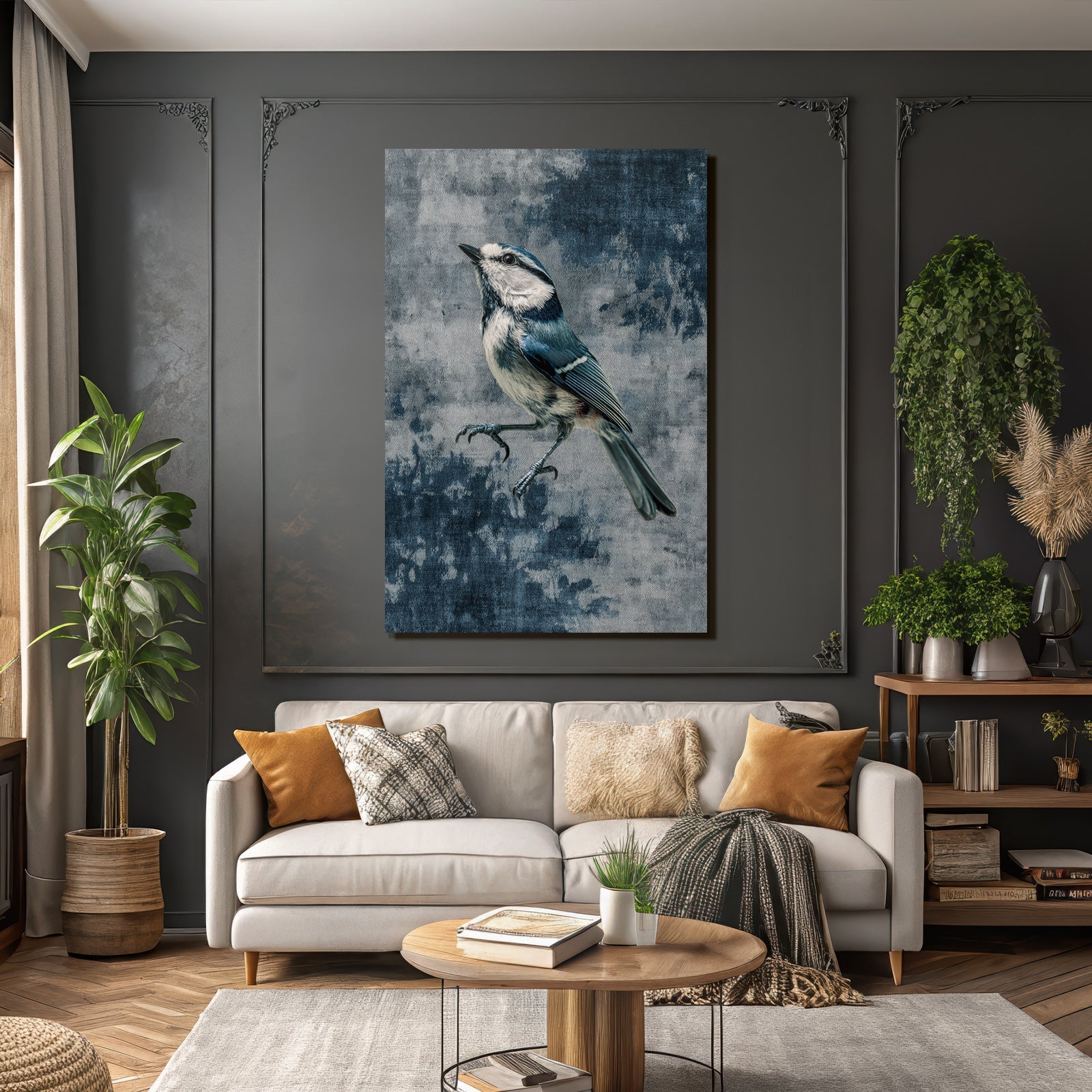 Blau Vogel Detailaufnahme Blaü Hintergrund Sangvogel