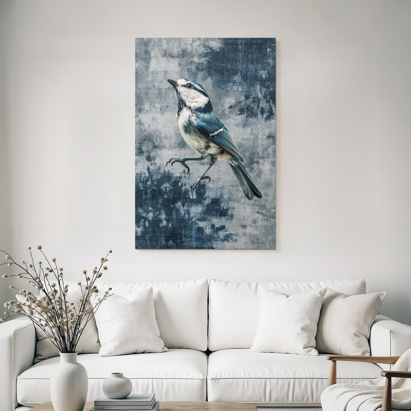 Blau Vogel Detailaufnahme Blaü Hintergrund Sangvogel