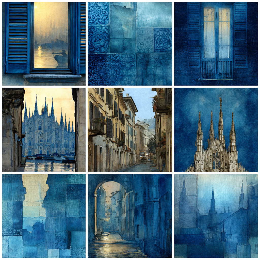 Blau Blau Kunst Collage Ruhe Ästhetik | Petrol Maritim Delfter Blau | Farbenwelten