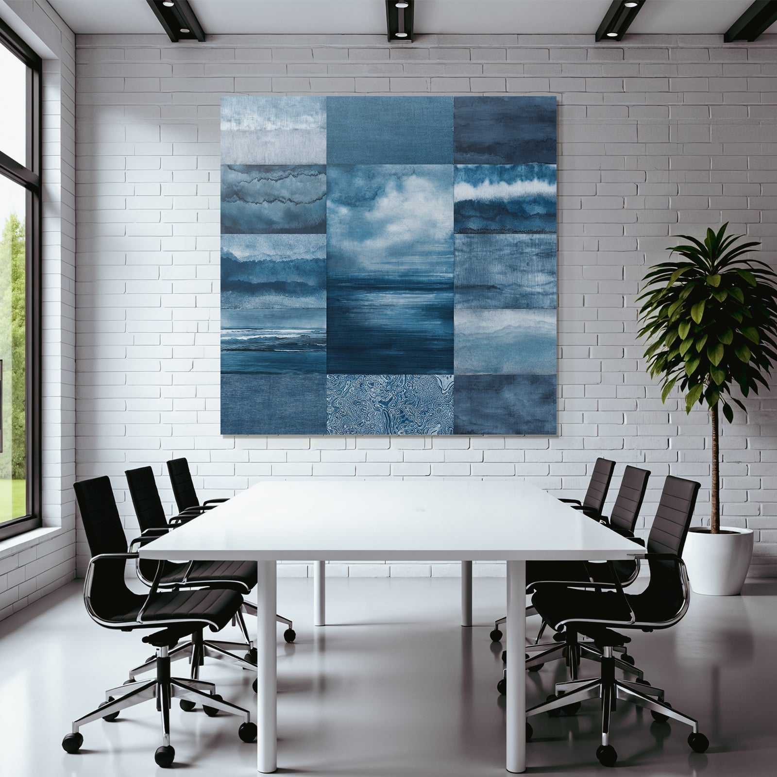 Blau Blaüs Collage Aus Wasserfarben Muster Tranquilität Und Ruhemuster